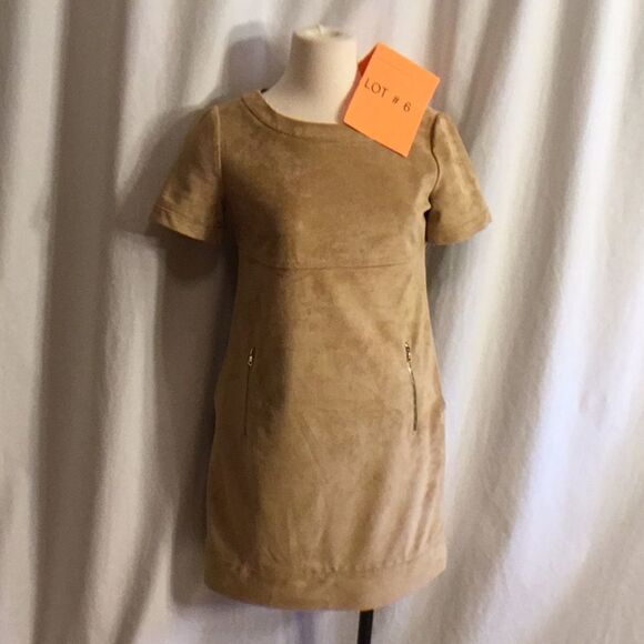 PHOEBE COUTUAL size 2 suede look dress in tan NWOT - Picture 2 of 8